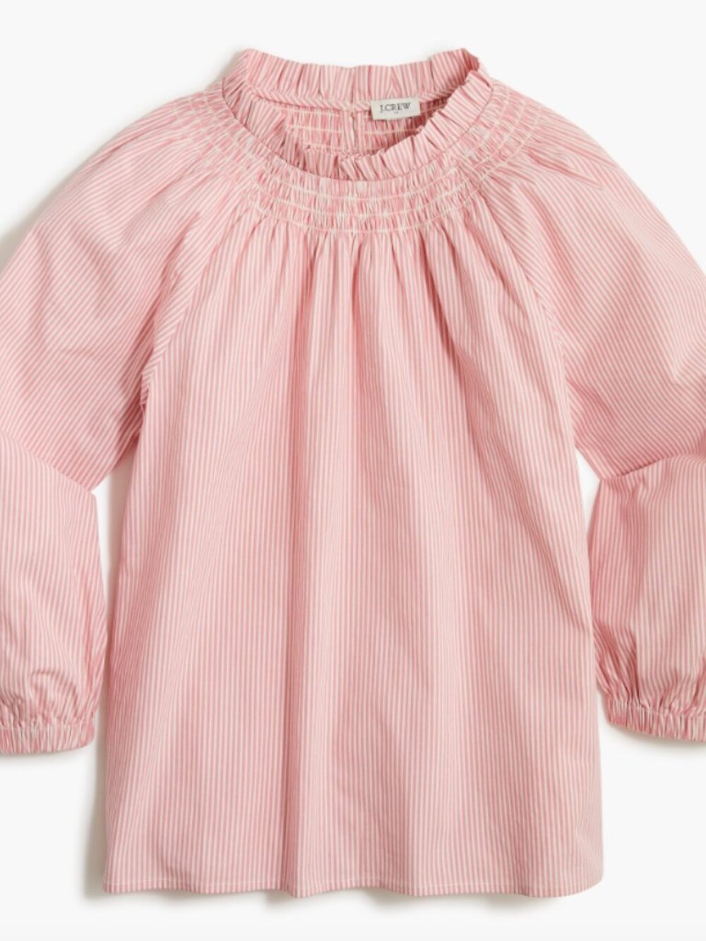 J. Crew Baby Pink Cotton Poplin Smocked Top Prairie Cottagecore Preppy Sz S